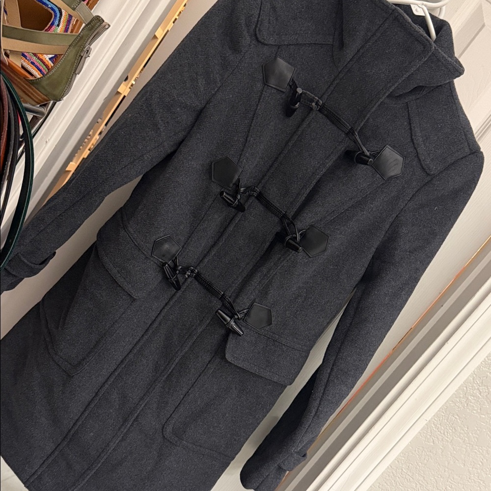 Forever 21 Charcoal Gray Wool-Blend Toggle Pea Coat